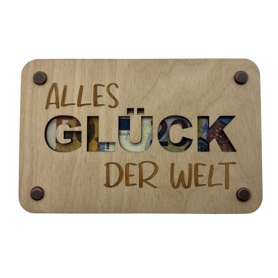 Holzgeschenkkarte Alles Glück der Welt